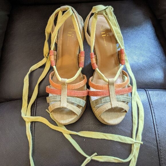 Shi Journeys Missile Multi Strappy Boho Tall Wedge - Picture 4 of 15